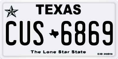 TX license plate CUS6869