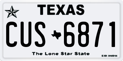 TX license plate CUS6871