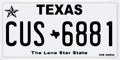 TX license plate CUS6881