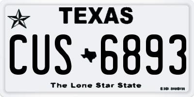 TX license plate CUS6893