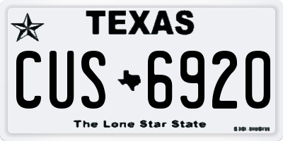 TX license plate CUS6920