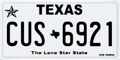 TX license plate CUS6921