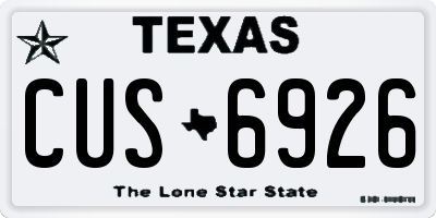TX license plate CUS6926