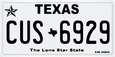 TX license plate CUS6929