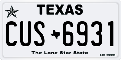 TX license plate CUS6931