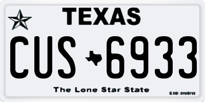 TX license plate CUS6933