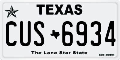 TX license plate CUS6934