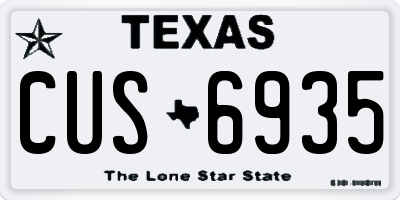 TX license plate CUS6935