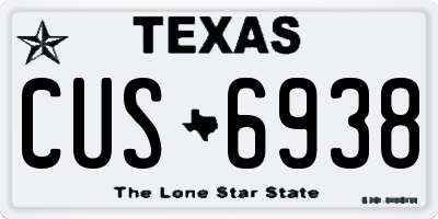 TX license plate CUS6938