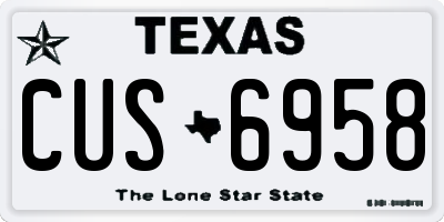 TX license plate CUS6958