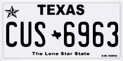 TX license plate CUS6963