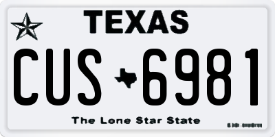 TX license plate CUS6981
