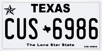 TX license plate CUS6986