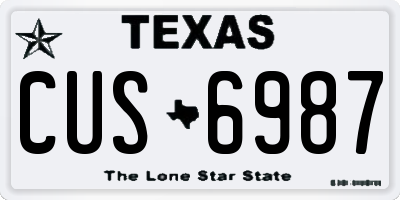 TX license plate CUS6987