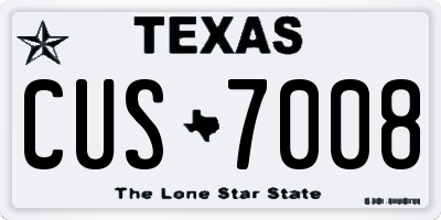 TX license plate CUS7008