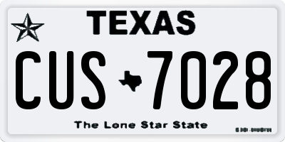 TX license plate CUS7028