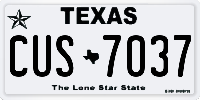 TX license plate CUS7037