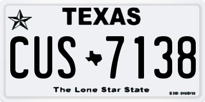TX license plate CUS7138