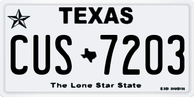 TX license plate CUS7203