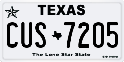 TX license plate CUS7205