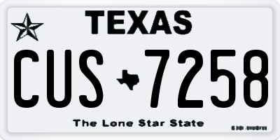 TX license plate CUS7258