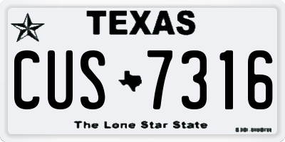 TX license plate CUS7316