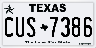 TX license plate CUS7386