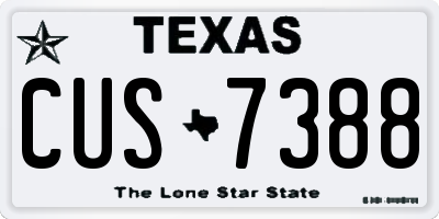 TX license plate CUS7388