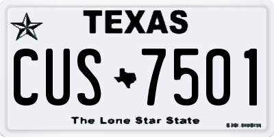 TX license plate CUS7501