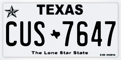 TX license plate CUS7647