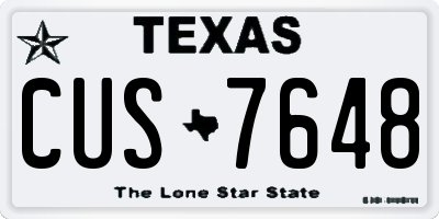 TX license plate CUS7648