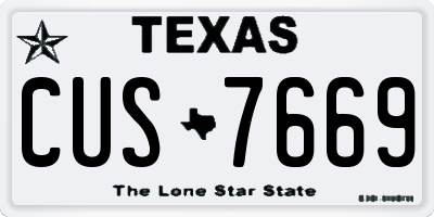 TX license plate CUS7669