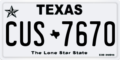 TX license plate CUS7670