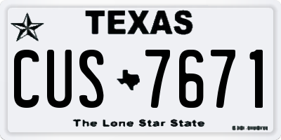 TX license plate CUS7671
