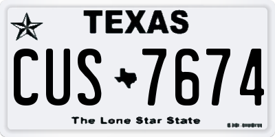 TX license plate CUS7674