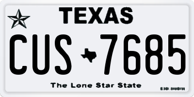 TX license plate CUS7685