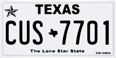 TX license plate CUS7701