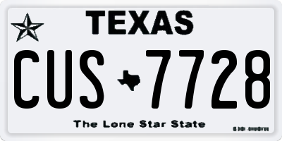 TX license plate CUS7728