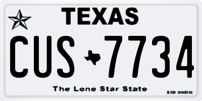 TX license plate CUS7734