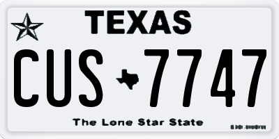 TX license plate CUS7747