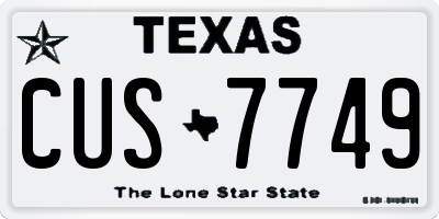 TX license plate CUS7749