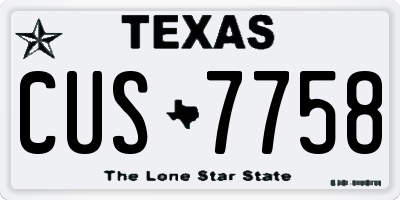 TX license plate CUS7758