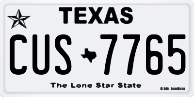 TX license plate CUS7765