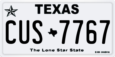 TX license plate CUS7767