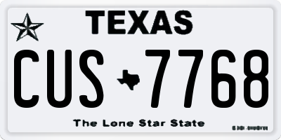 TX license plate CUS7768