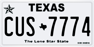 TX license plate CUS7774