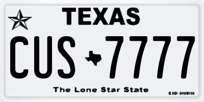 TX license plate CUS7777