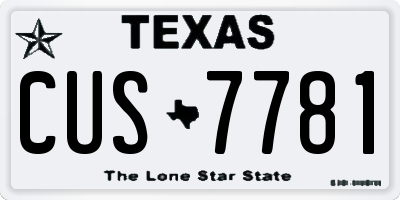 TX license plate CUS7781