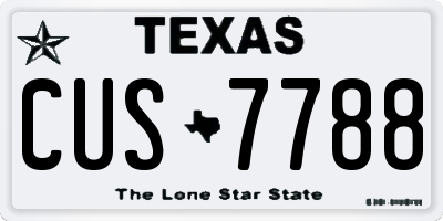TX license plate CUS7788