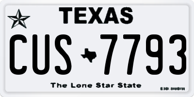 TX license plate CUS7793